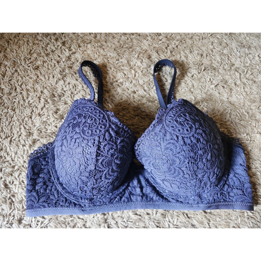 Aerie Sz 34C Blue Lace Underwire Padded Bra push up